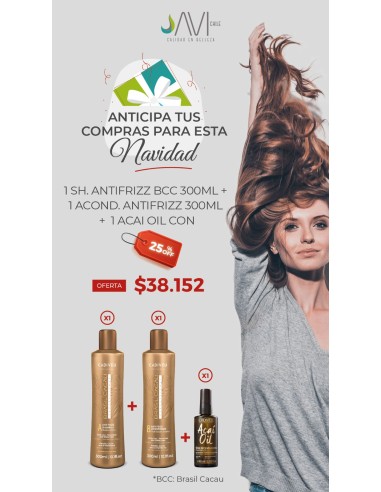 Shampoo y acondicionador Brasil Cacau Antifrizz + Acai Oil Promo Navidad